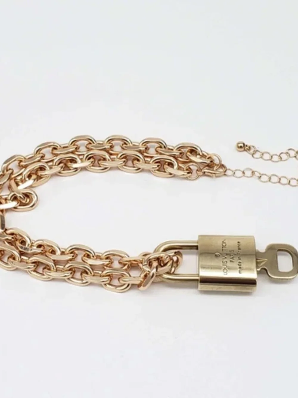 Gold-Plated Necklace with Authentic Louis Vuitton Padlock